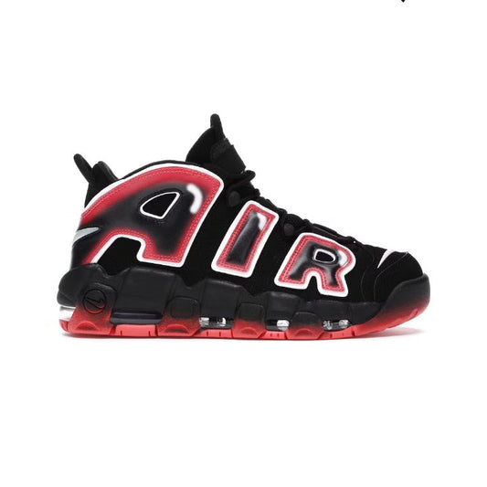 NIKE AIR MORE UPTEMPO BLACK WHITE LASER CRIMSON