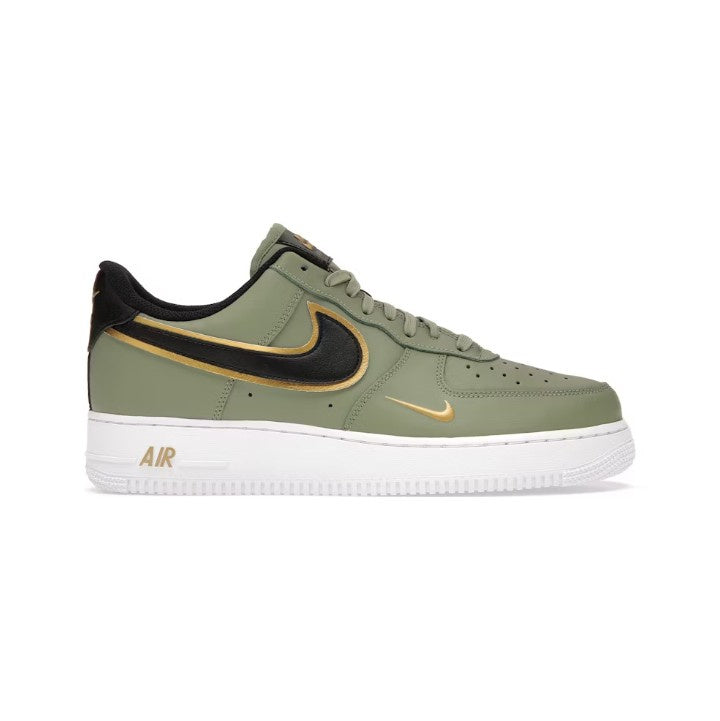 NIKE AIR FORCE 1 LOW '07 LV8 DOUBLE SWOOSH OLIVE GOLD BLACK