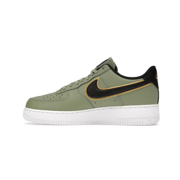 NIKE AIR FORCE 1 LOW '07 LV8 DOUBLE SWOOSH OLIVE GOLD BLACK