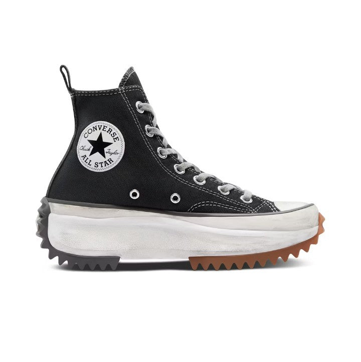 CONVERSE RUN STAR HIKE HI BLACK WHITE GUM DISTRESSED