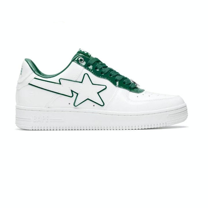 A BATHING APE BAPE STA PATENT LEATHER WHITE GREEN