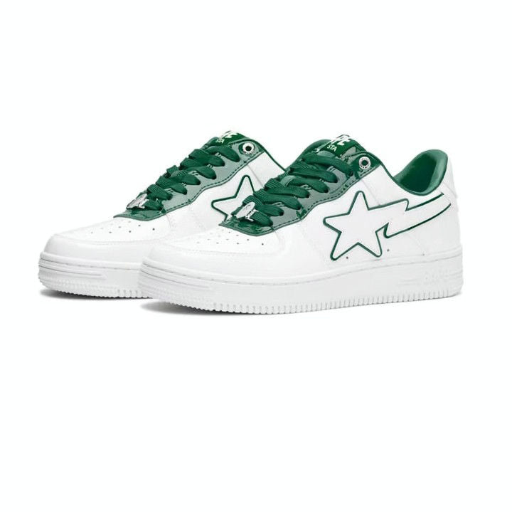 A BATHING APE BAPE STA PATENT LEATHER WHITE GREEN