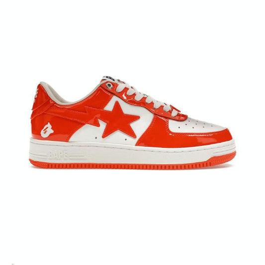 A BATHING APE BAPE STA PATENT LEATHER ORANGE WHITE