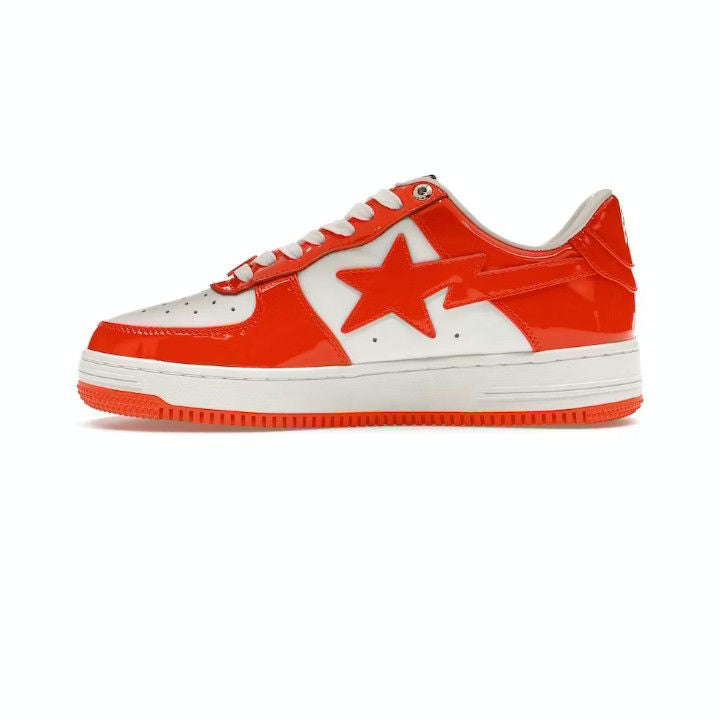 A BATHING APE BAPE STA PATENT LEATHER ORANGE WHITE