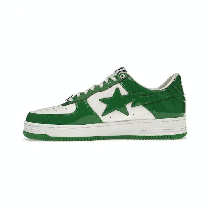 A BATHING APE BAPE STA PATENT LEATHER GREEN WHITE