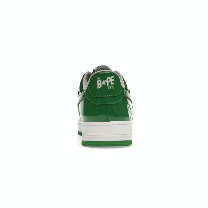 A BATHING APE BAPE STA PATENT LEATHER GREEN WHITE