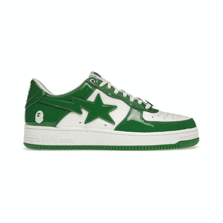 A BATHING APE BAPE STA PATENT LEATHER GREEN WHITE