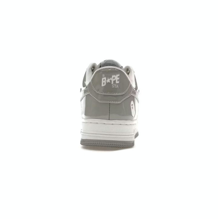 A BATHING APE BAPE STA PATENT LEATHER WHITE GREY