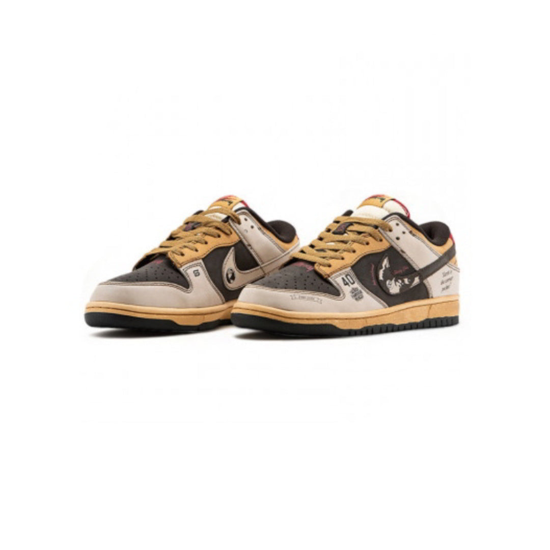 NIKE SB DUNK LOW X STUSSY 40TH BROWN GREY BEIGE