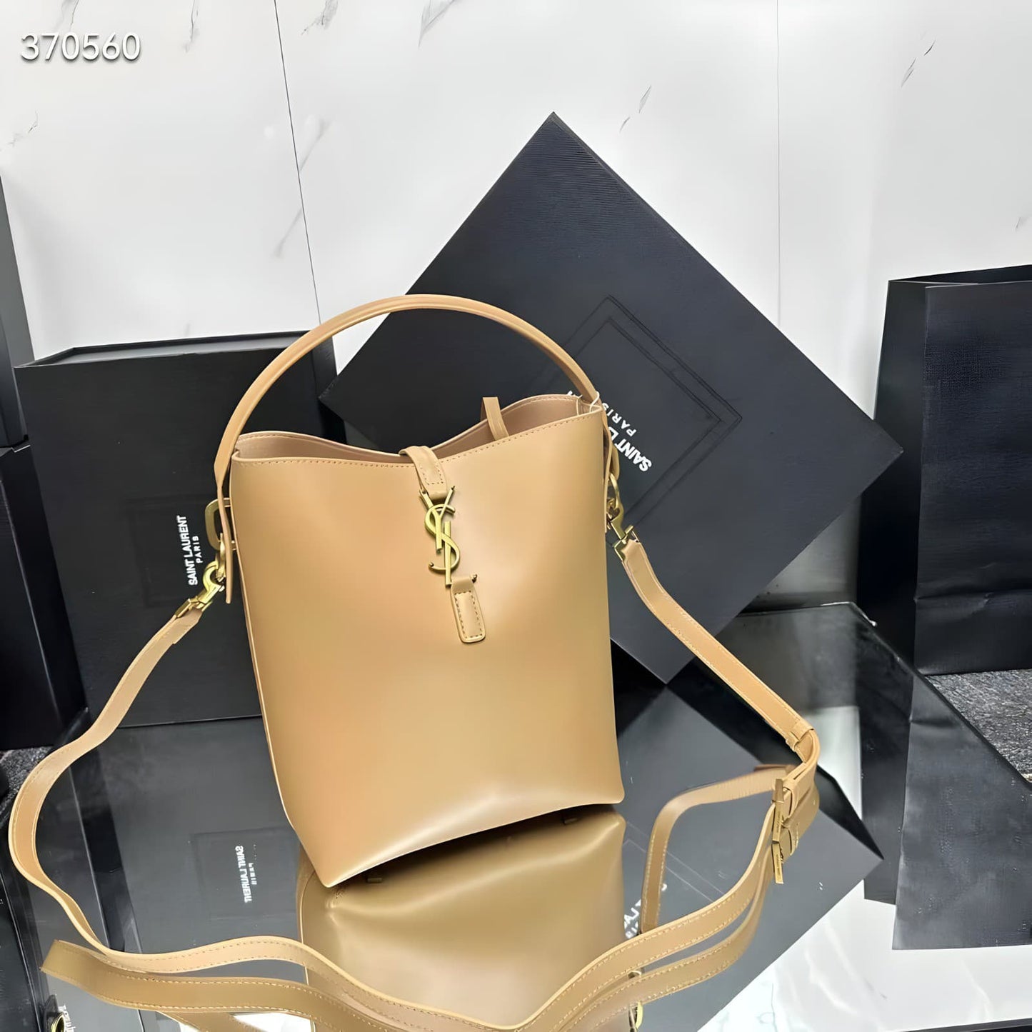 SAINT LAURENT LE 37 LEATHER BUCKET BAG