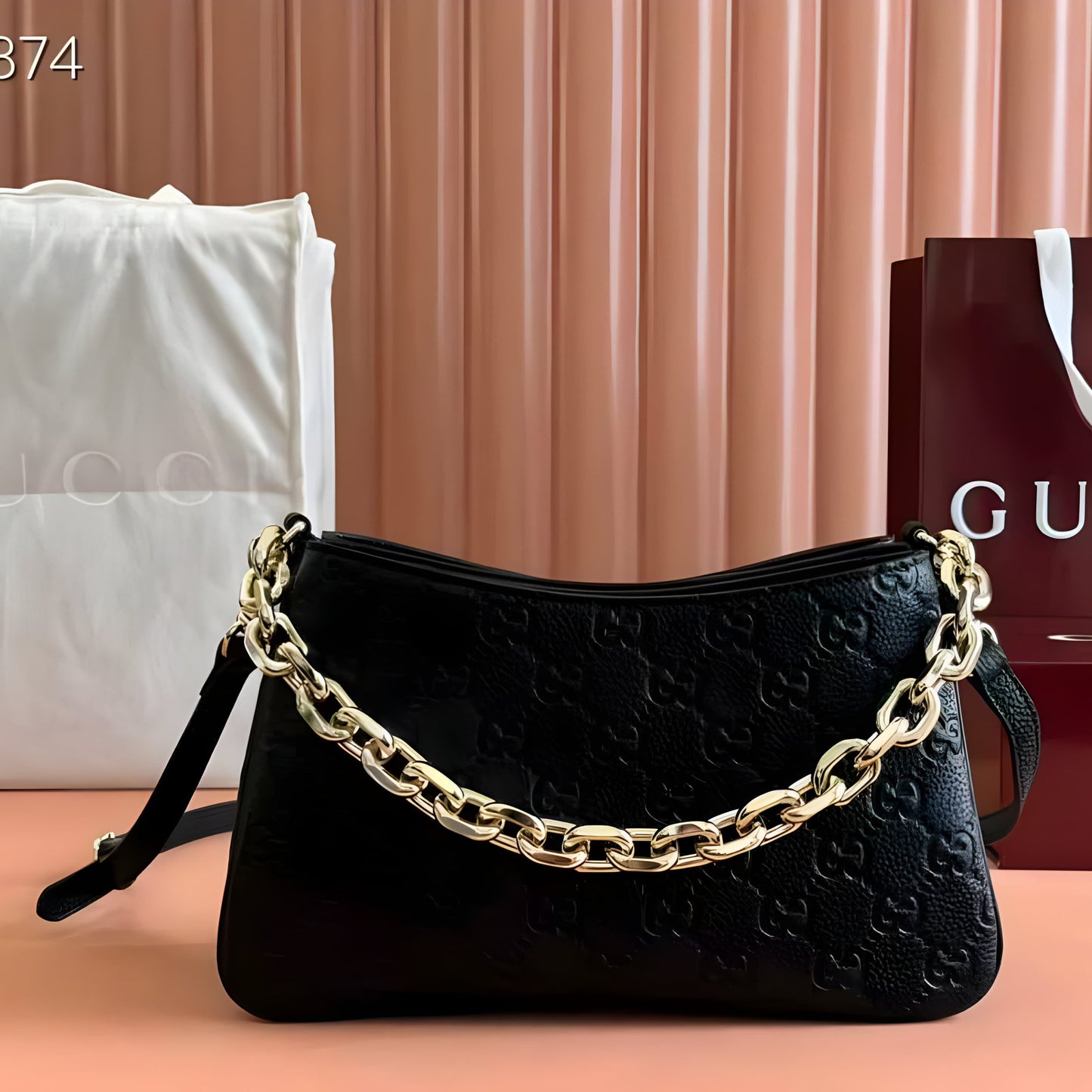 GUCCI GG EMBLEM SHOULDER BAG