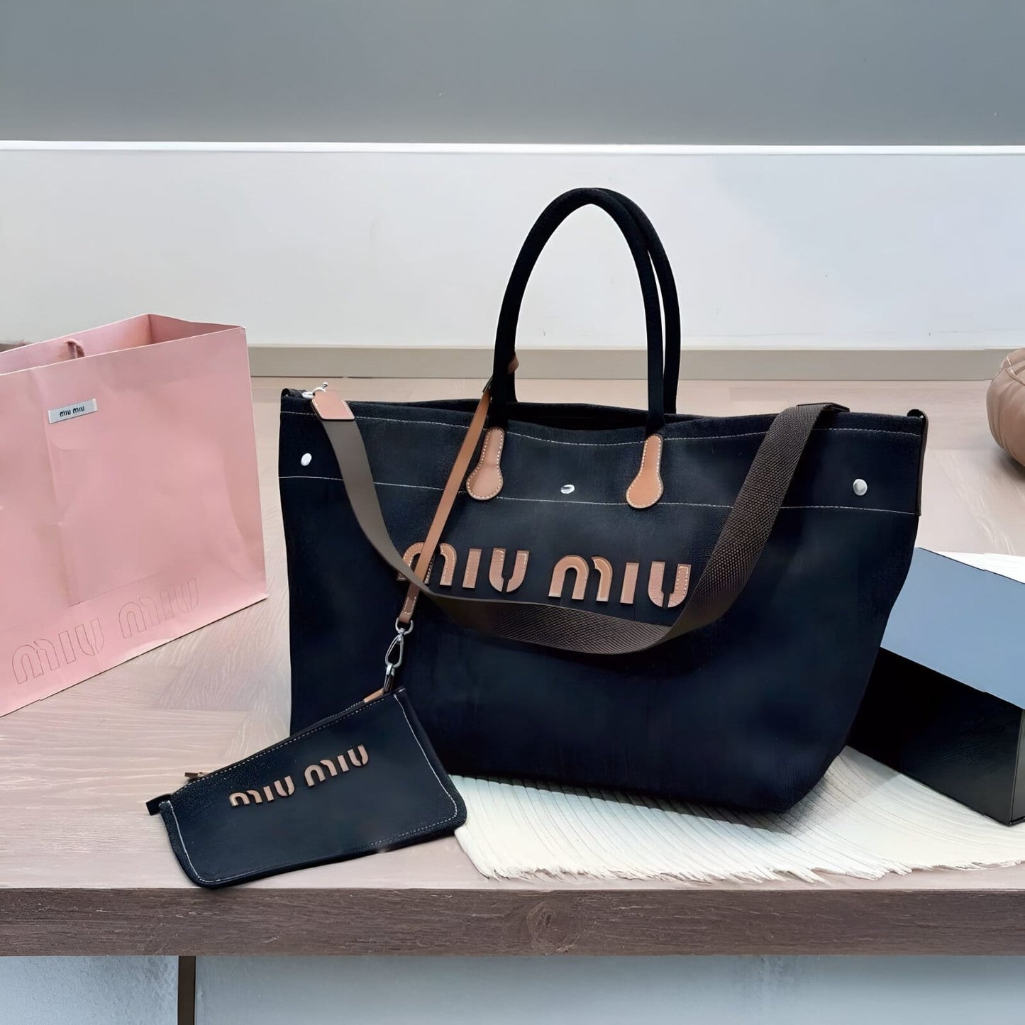 MIU MIU DENIM TOTE BAG