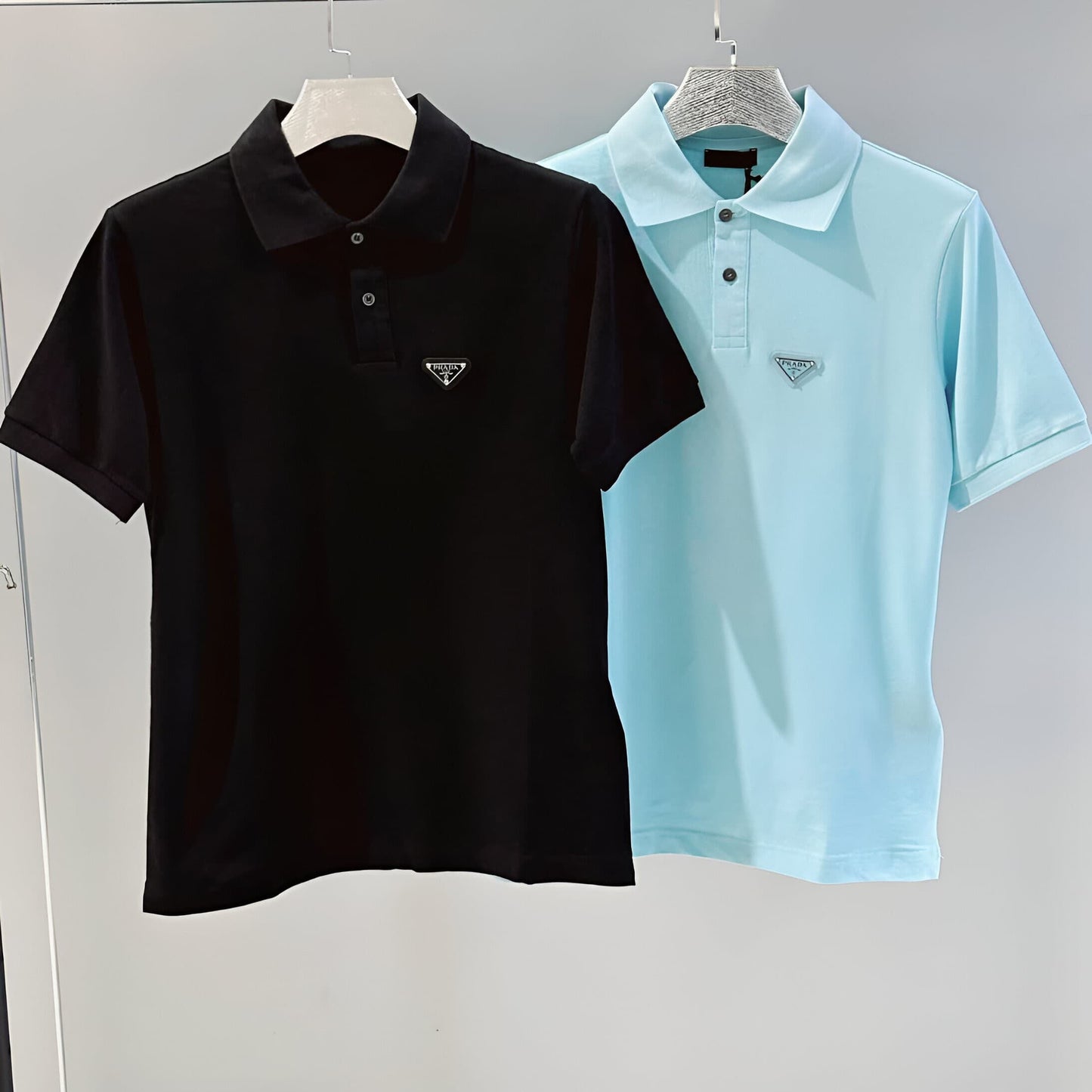 PRADA MEN'S BLUE PIQUÉ POLO SHIRT