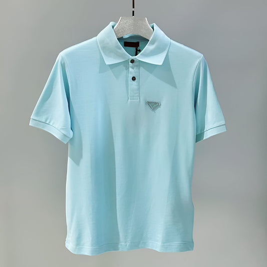 PRADA MEN'S BLUE PIQUÉ POLO SHIRT