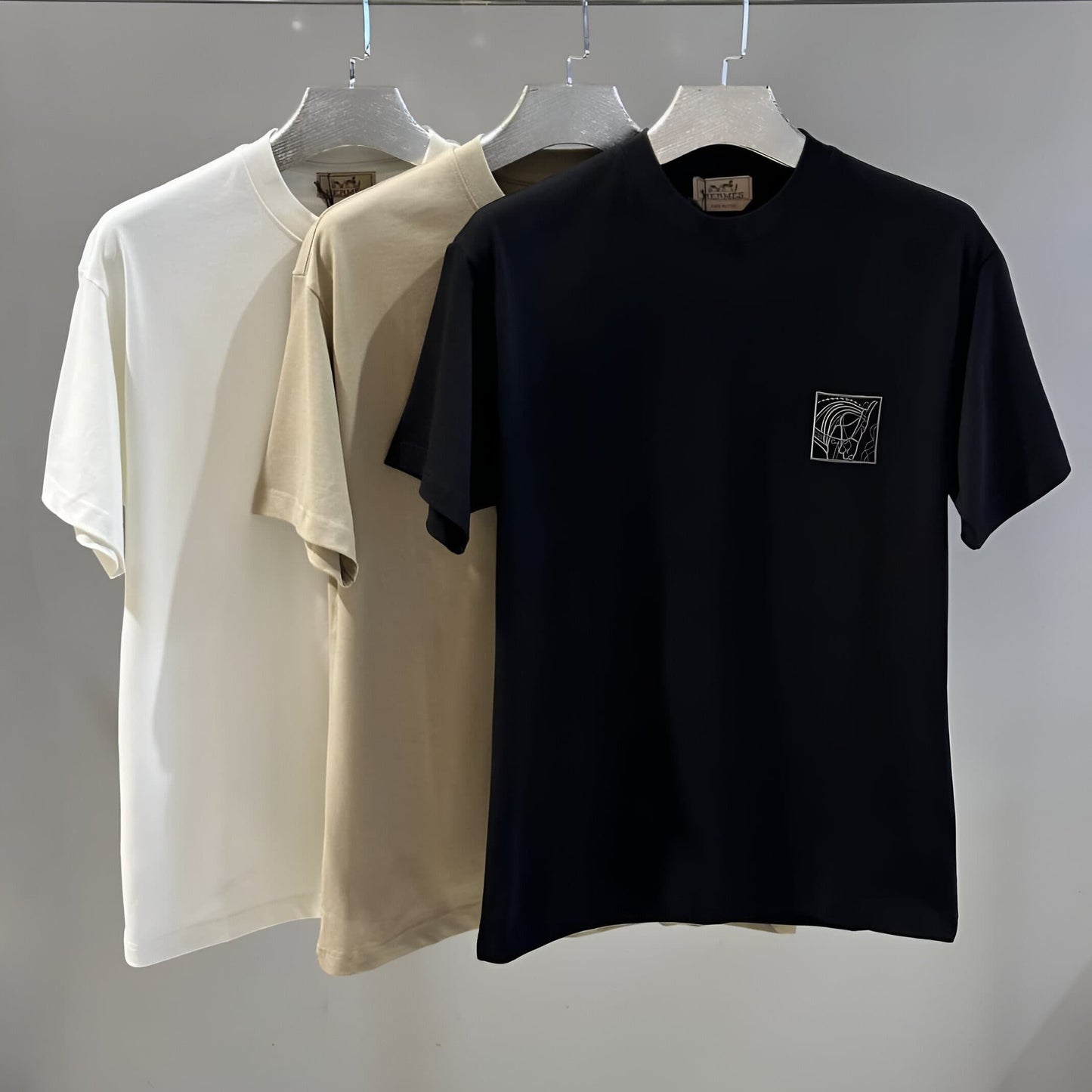 BURBERRY TAPE SIDE CHECK B POCKET BEIGE T-SHIRT