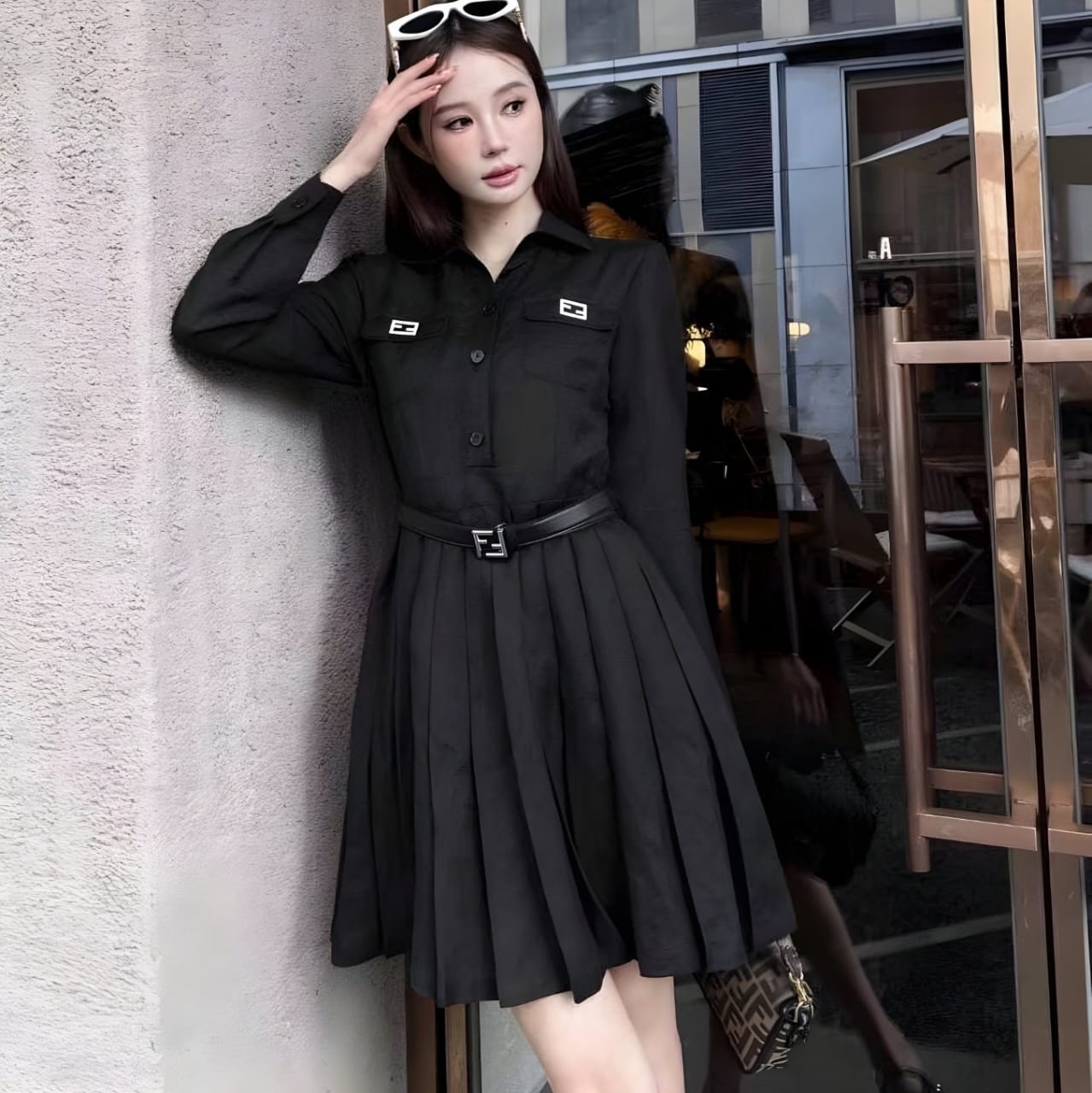 FENDI BLACK SHIRT DRESS