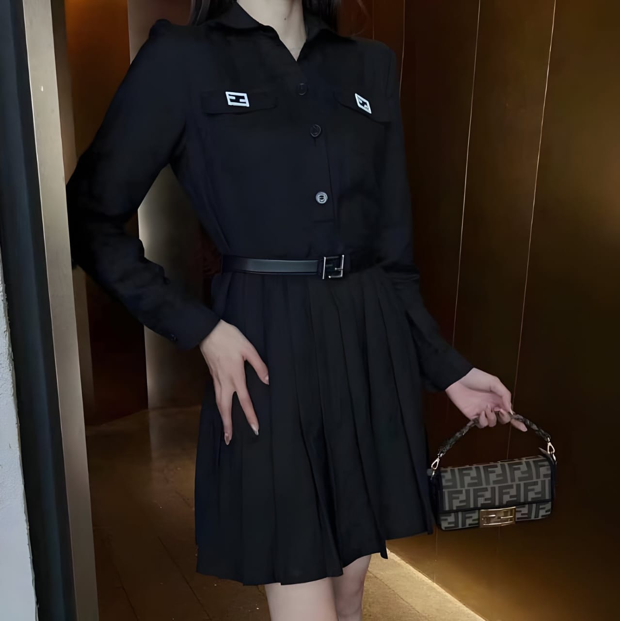 FENDI BLACK SHIRT DRESS