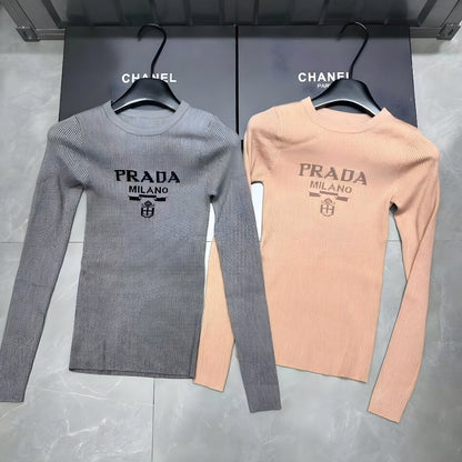 PRADA INTARSIA KNIT LOGO SWEATER.