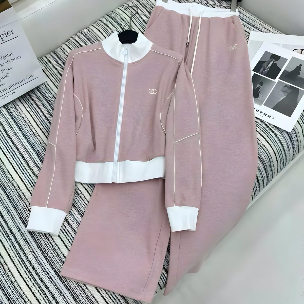 CHANEL WOMEN'S HOODIE AND SHORTS SET