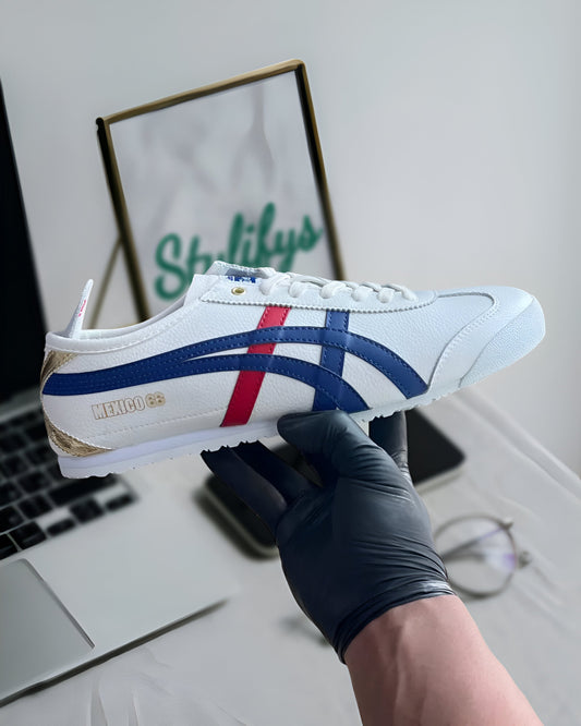 ONITSUKA TIGER MEXICO 66 WHITE DARK BLUE RED GOLD