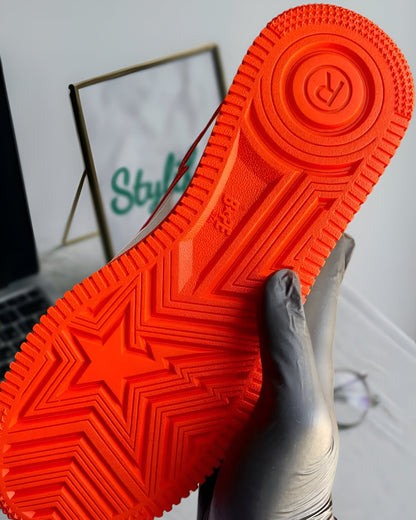 A BATHING APE BAPE STA PATENT LEATHER ORANGE WHITE