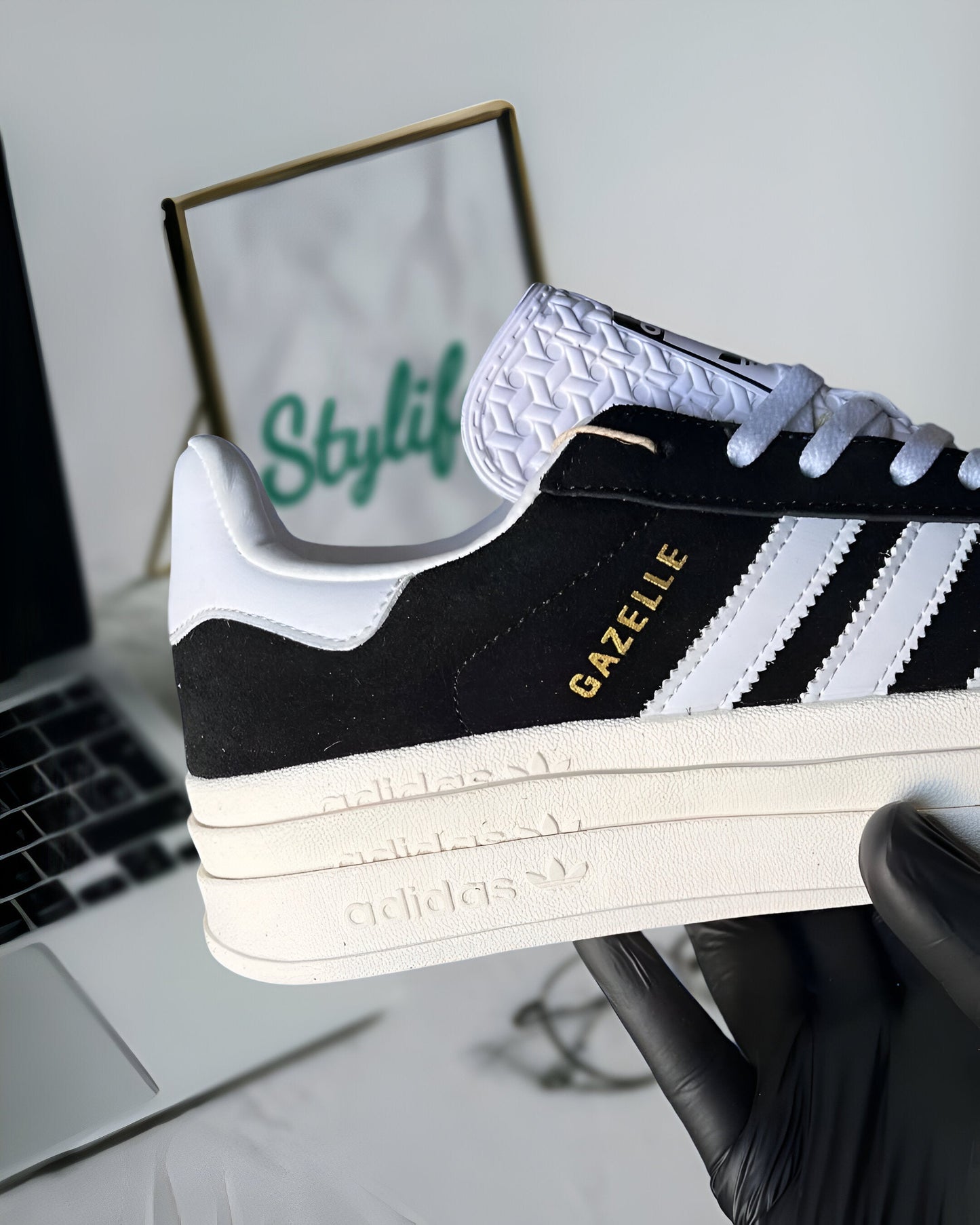 ADIDAS GAZELLE BOLD CORE BLACK WHITE (WOMEN'S)