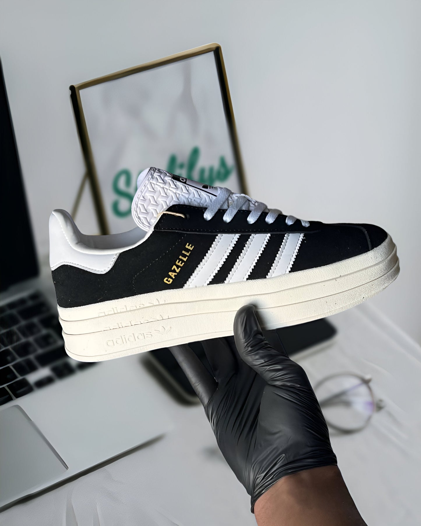ADIDAS GAZELLE BOLD CORE BLACK WHITE (WOMEN'S)