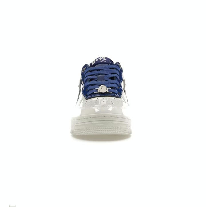 A BATHING APE BAPE STA PATENT LEATHER WHITE BLUE