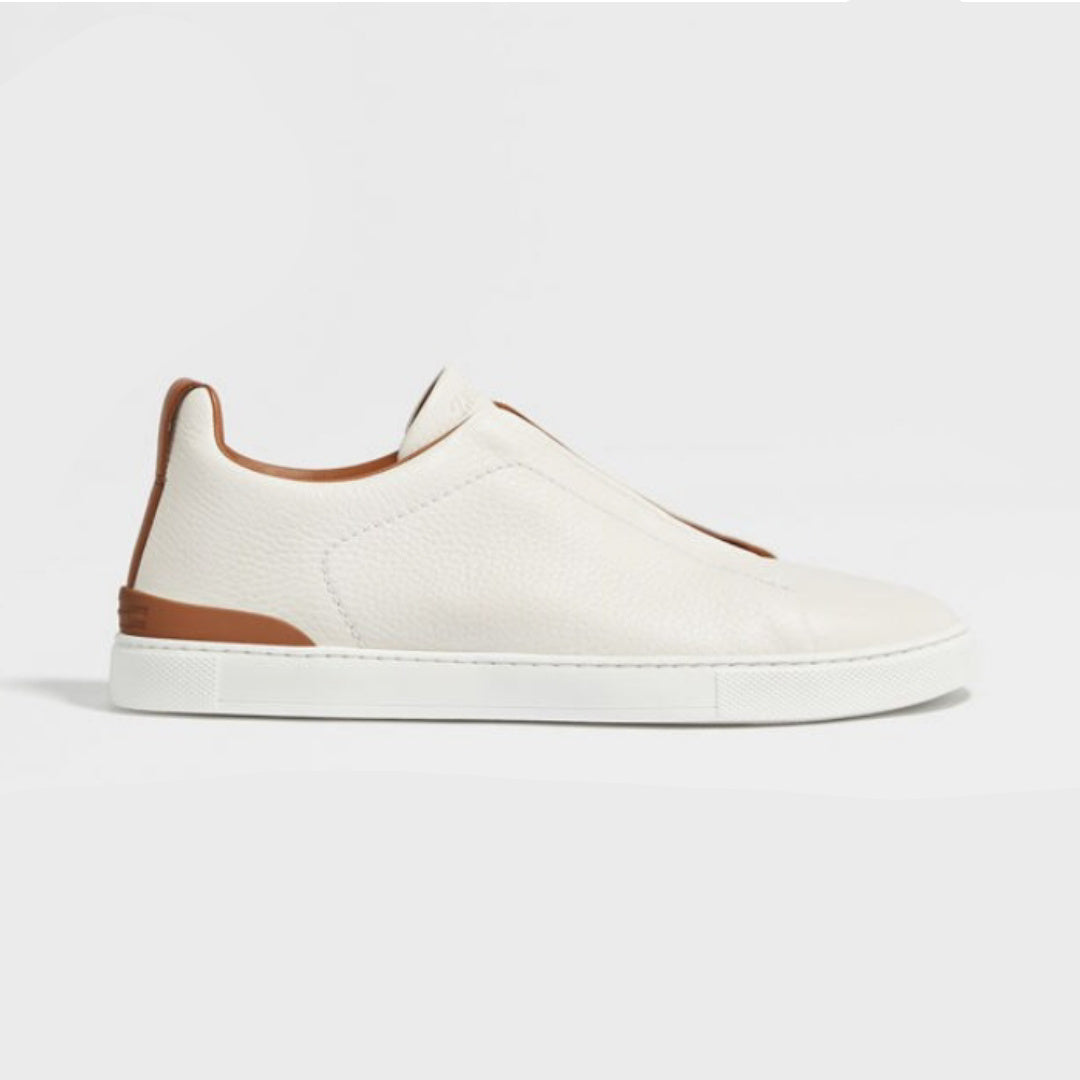 ZEGNA THE OFF WHITE DEERSKIN TRIPLE STITCH
