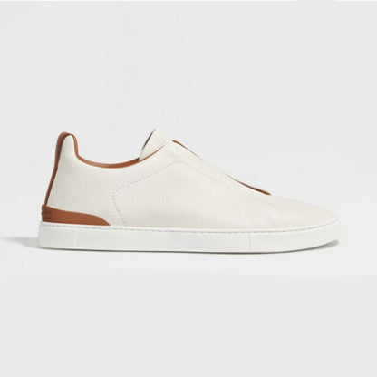 ZEGNA THE OFF WHITE DEERSKIN TRIPLE STITCH