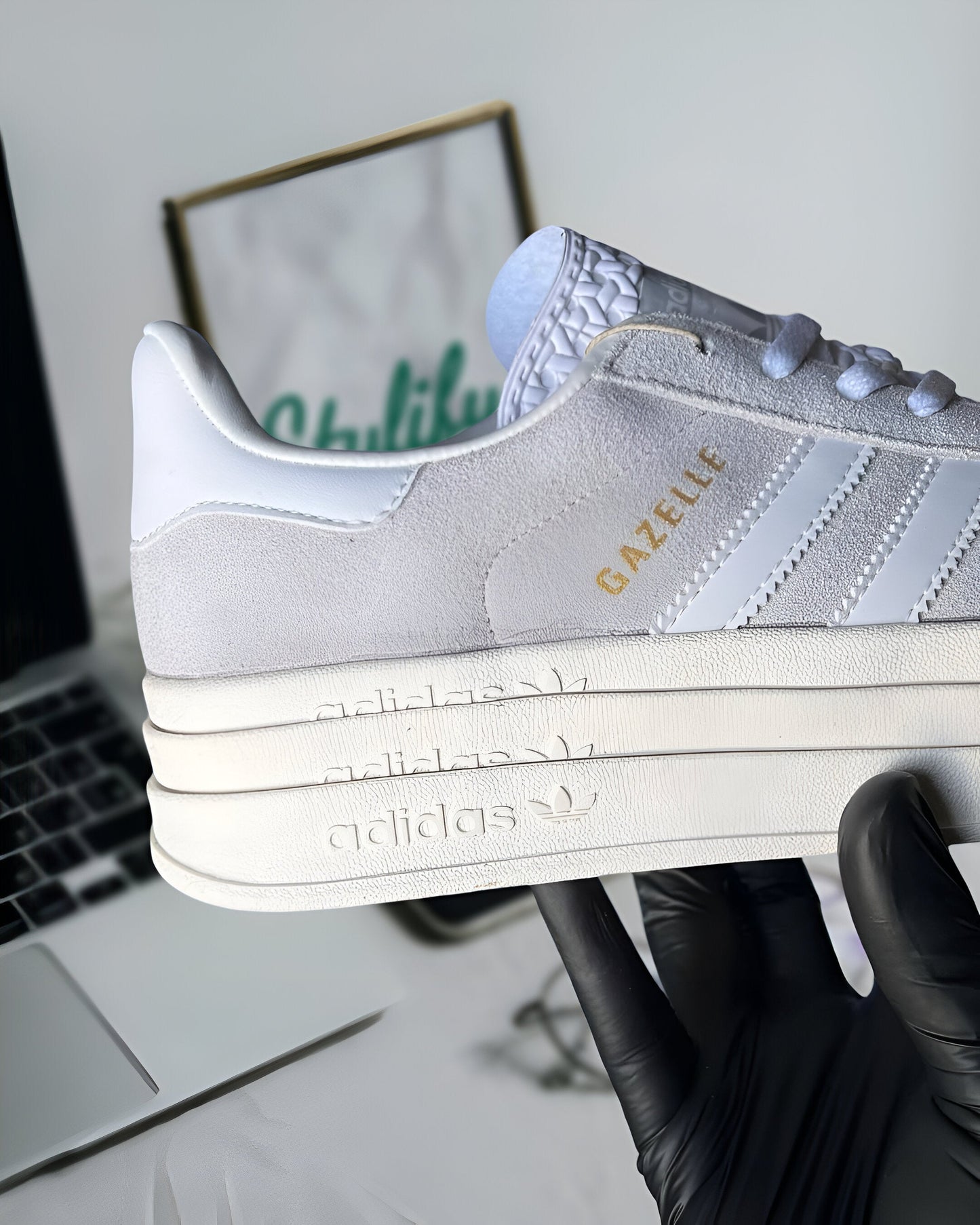 ADIDAS GAZELLE BOLD GREY WHITE (WOMEN'S)