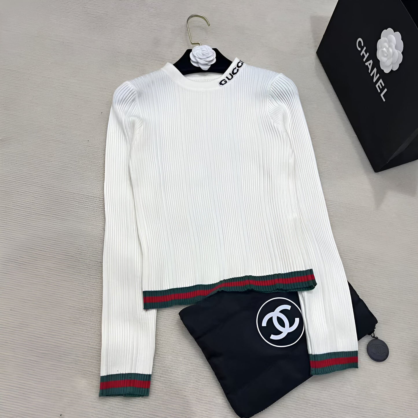 RIBBED KNIT LONG-SLEEVE TOP BY GUCCI