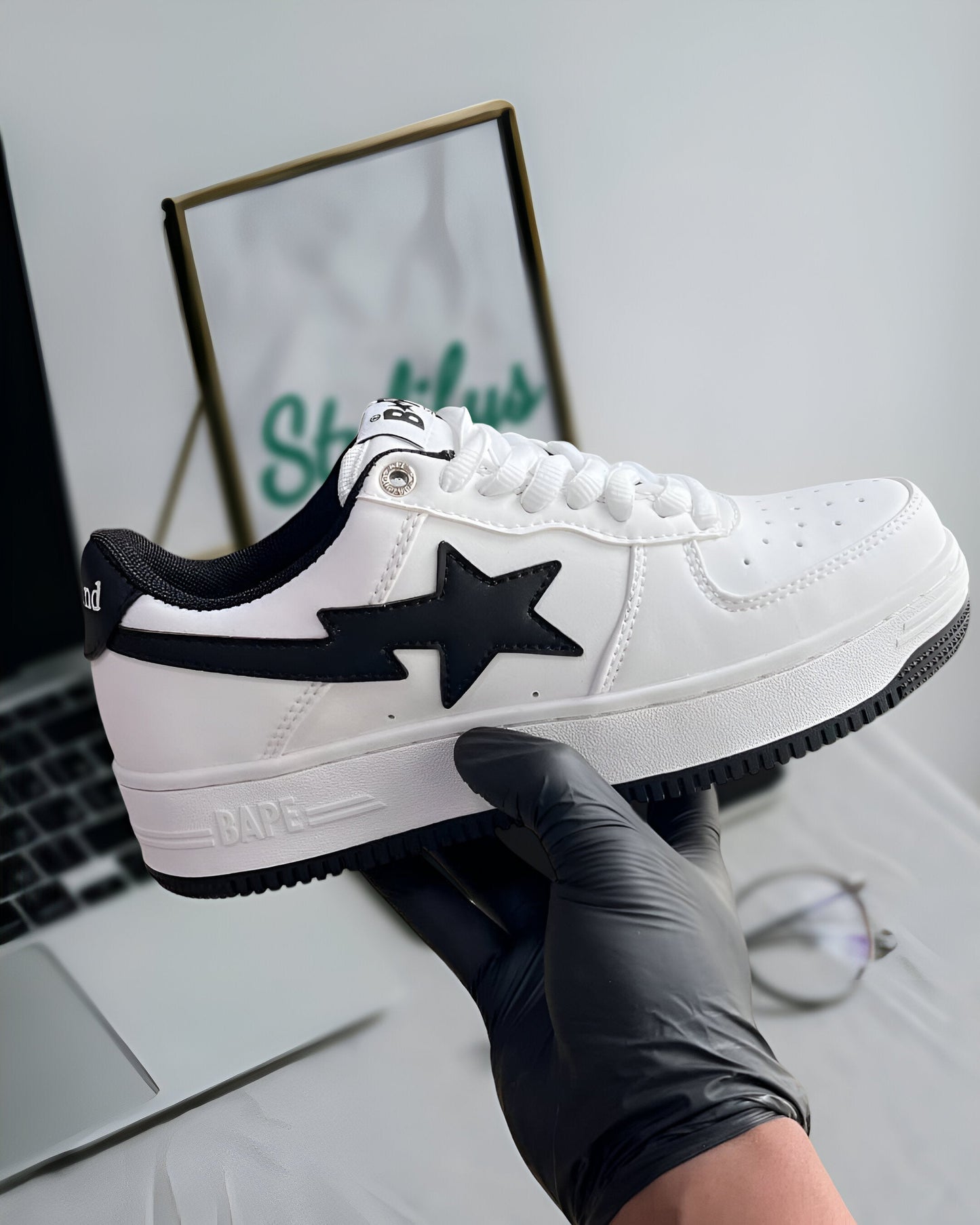 A BATHING APE BAPE STAJJJJOUND WHITE NAVY